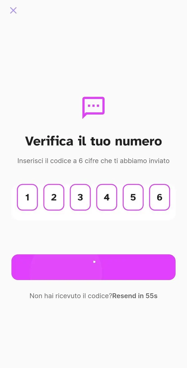Verifica del numero con codice a 6 cifre