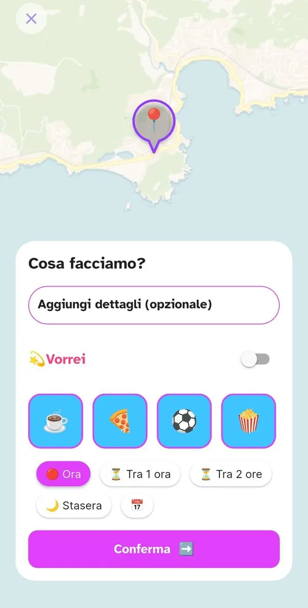 Creazione evento OrbiTome: schermata Cosa facciamo