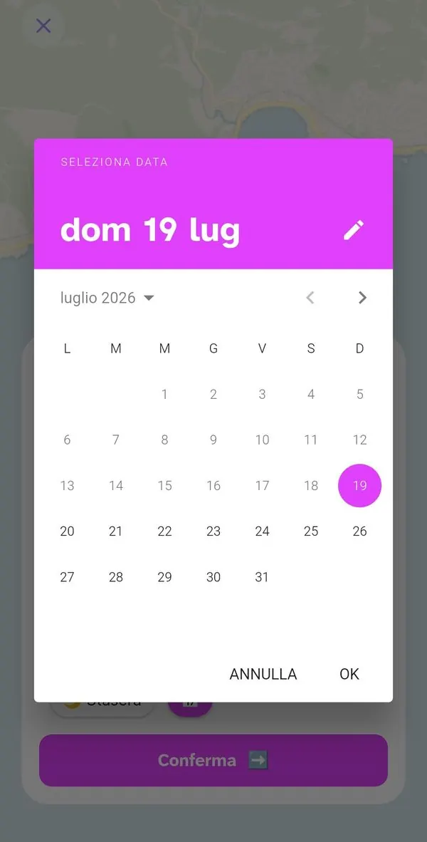 Selettore orario dell'evento