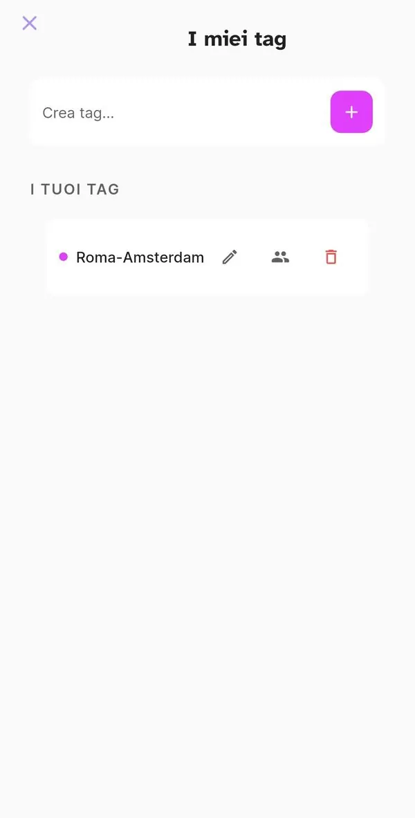 Gestione dei tag personali