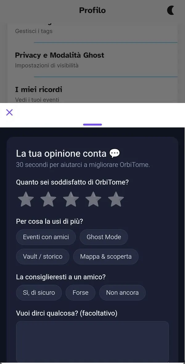Modulo di feedback in-app