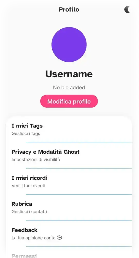 Animation of the profile section