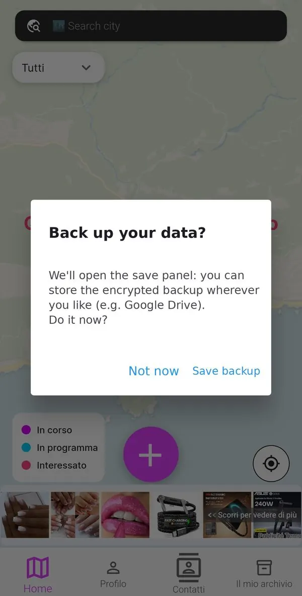 Backup proposal dialog
