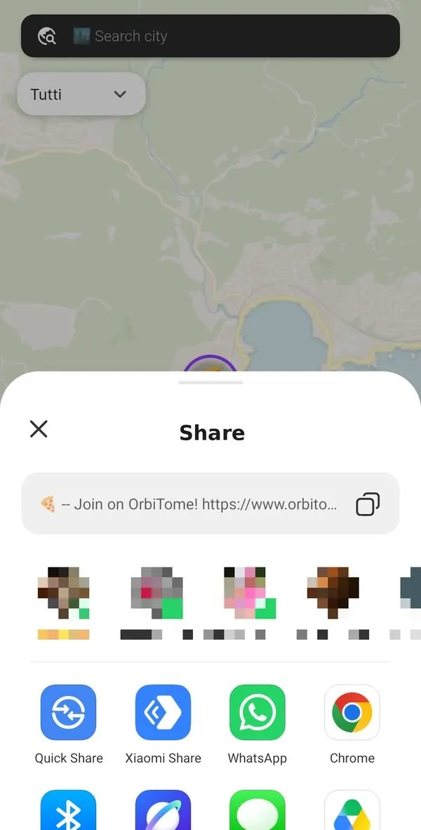 Event share sheet