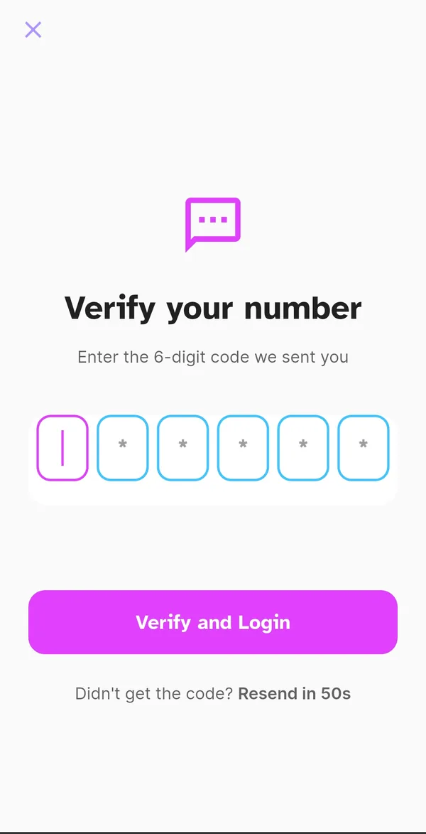 Number verification with a six-digit code