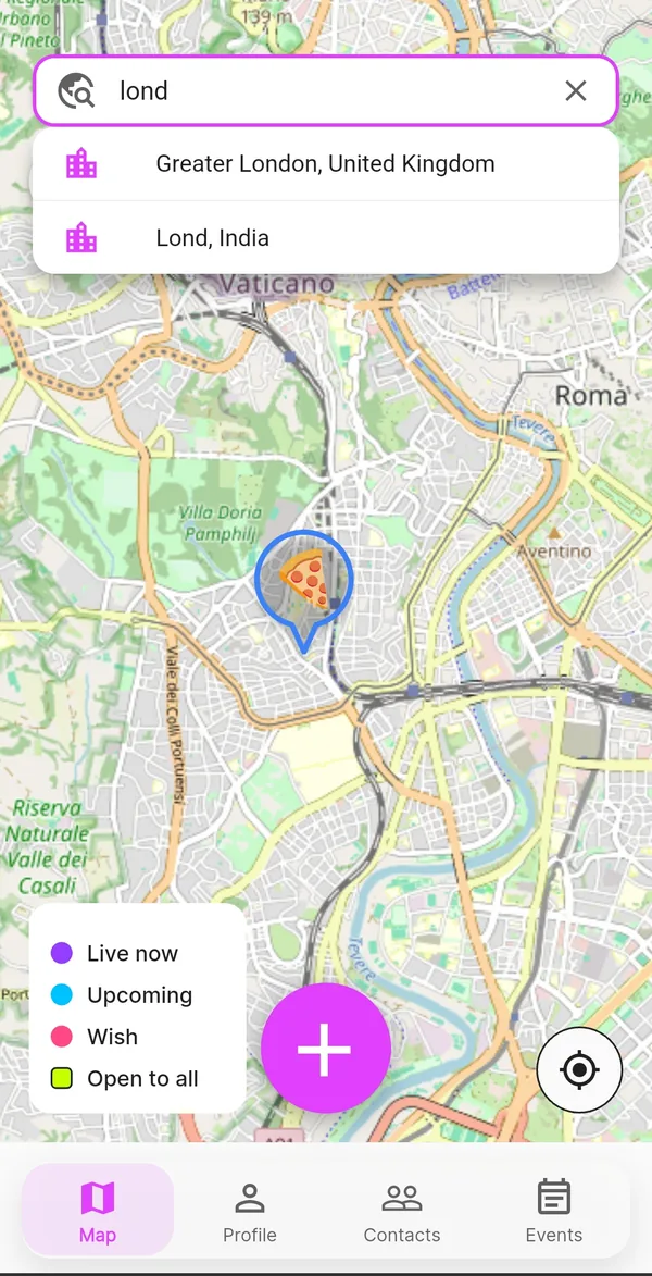 City search on the orbiTome map