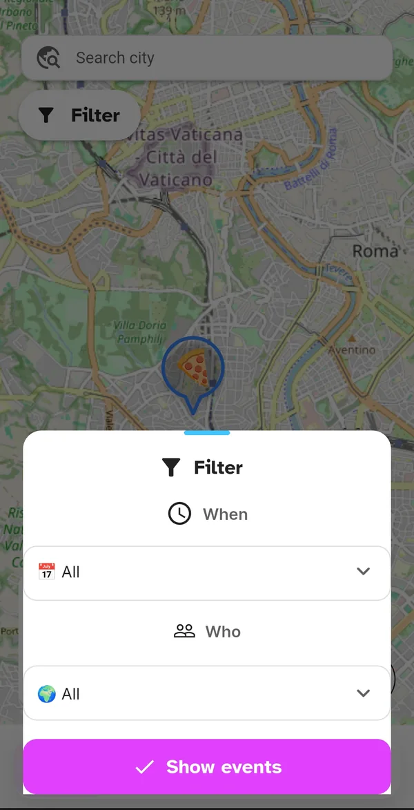 Filter panel with the When and Who filters