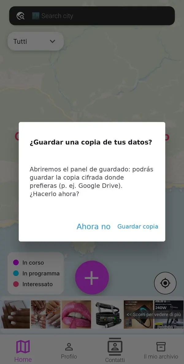 Ventana de propuesta de copia de seguridad