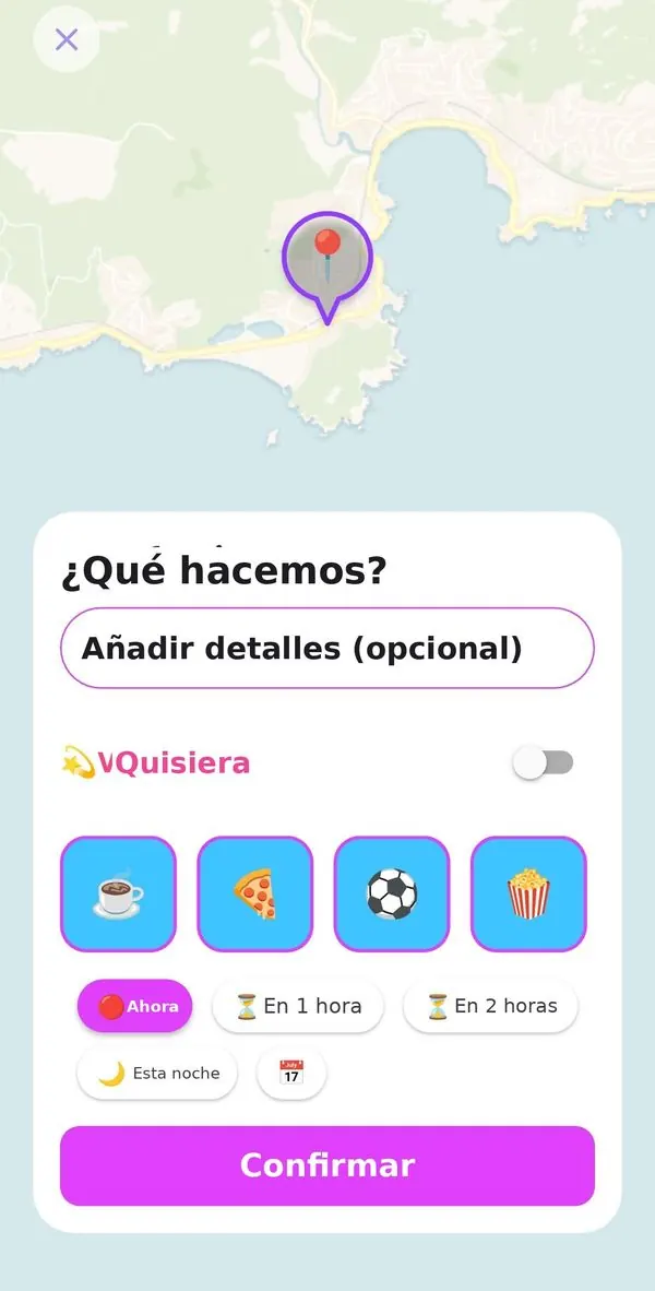 Creación de evento en OrbiTome: pantalla Qué hacemos