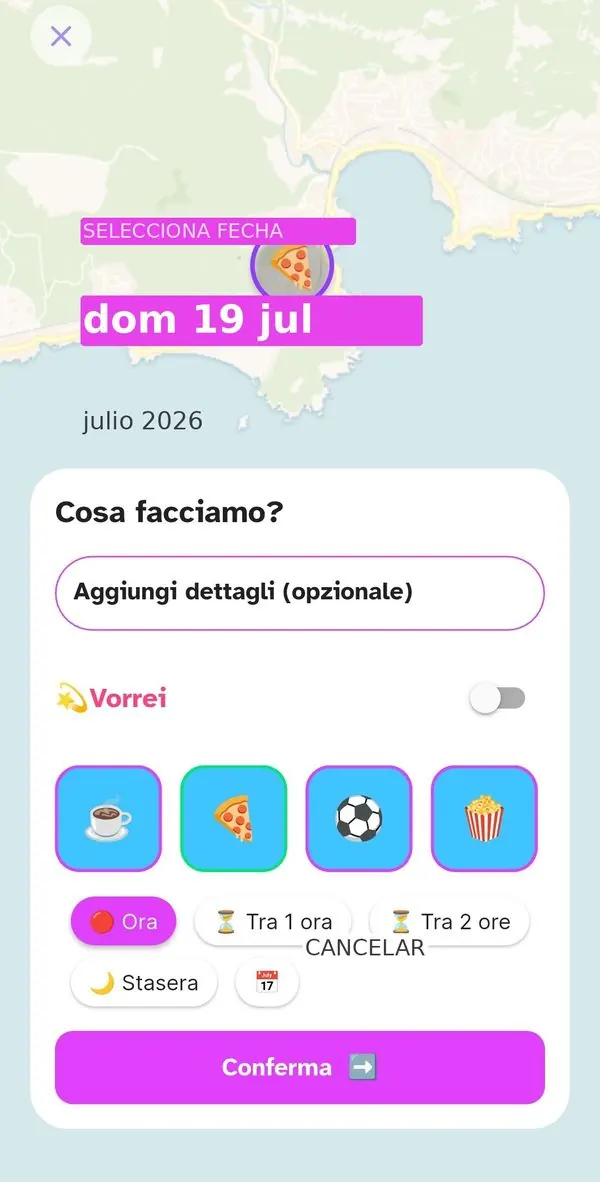 Calendario para programar el evento