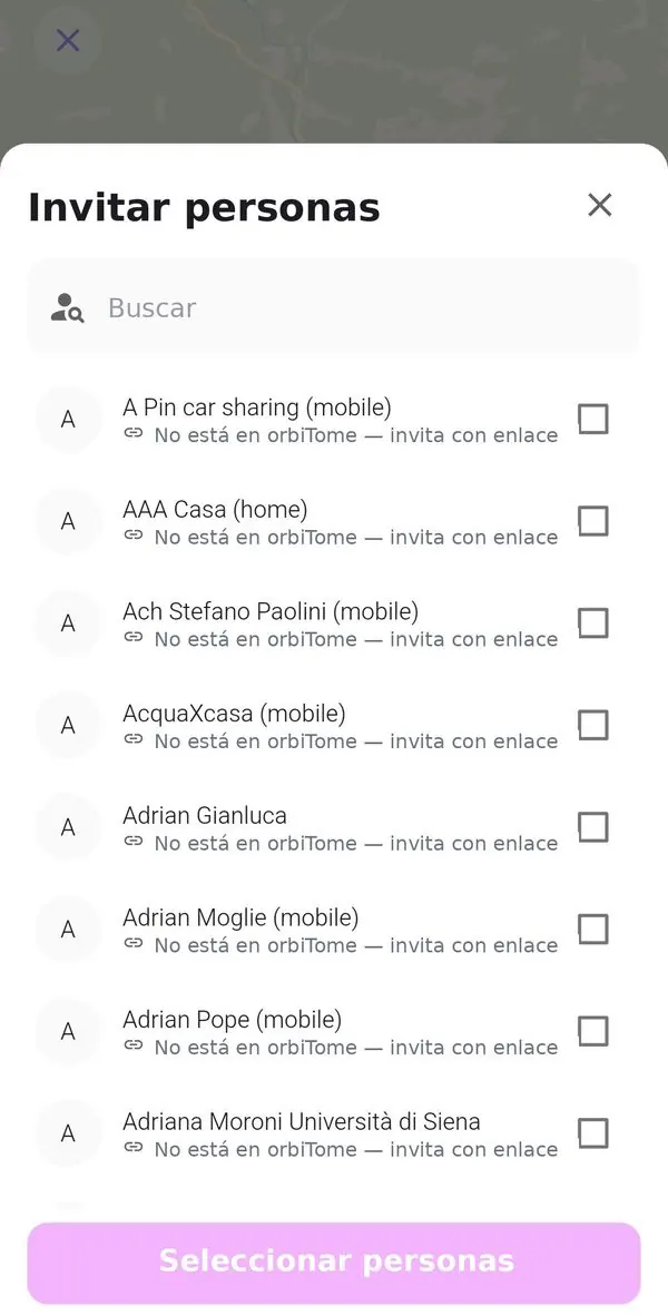 Lista Invitar personas con invitación por enlace