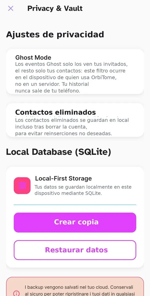 Ajustes de privacidad con explicación de Ghost Mode