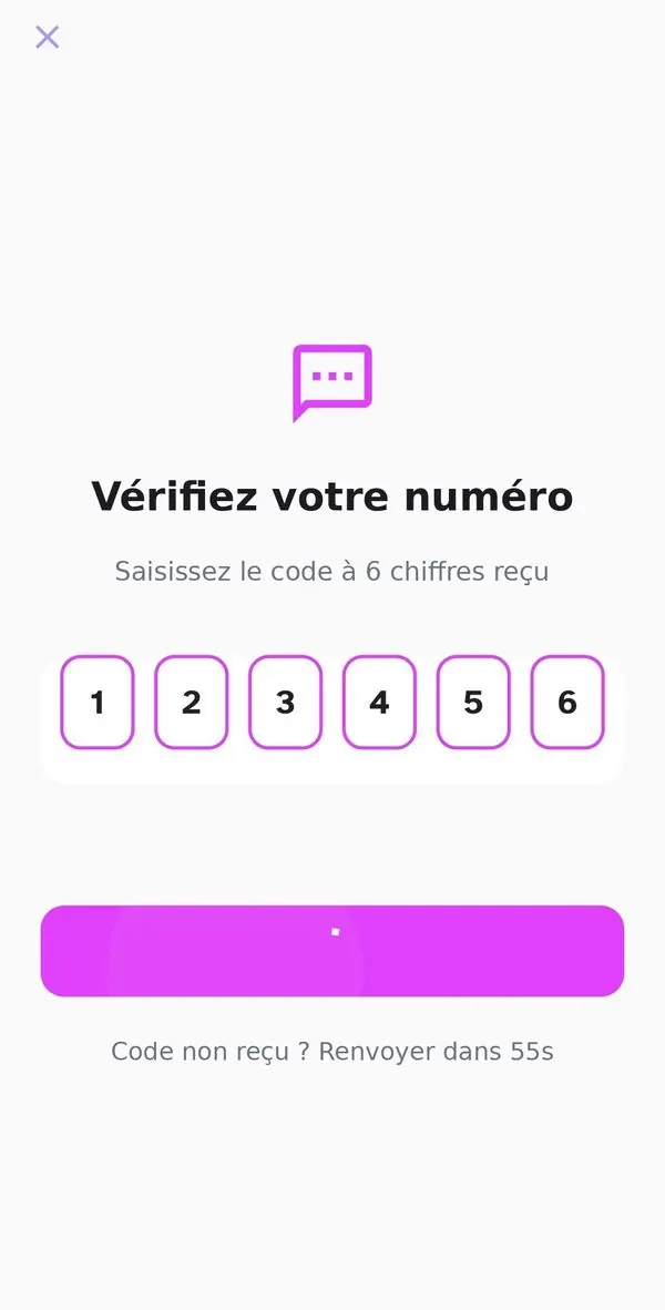 Vérification du numéro par code à 6 chiffres
