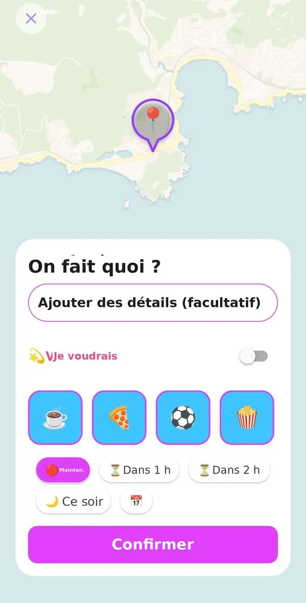 Création d'événement OrbiTome : écran On fait quoi