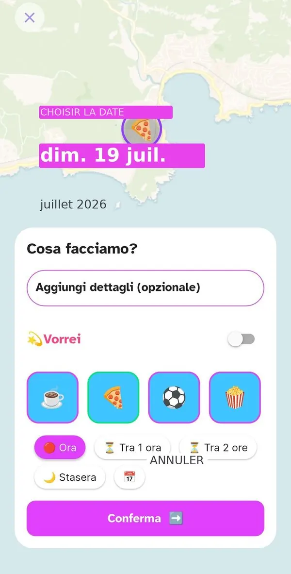 Calendrier pour programmer l'événement