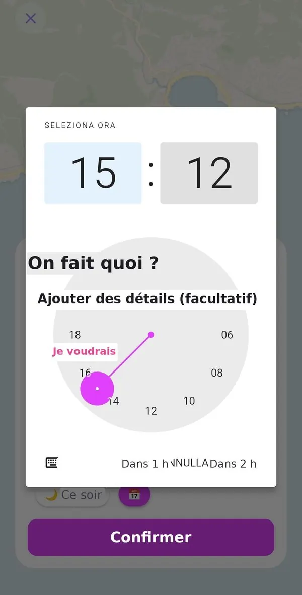 Activité pizza sélectionnée pour l'événement