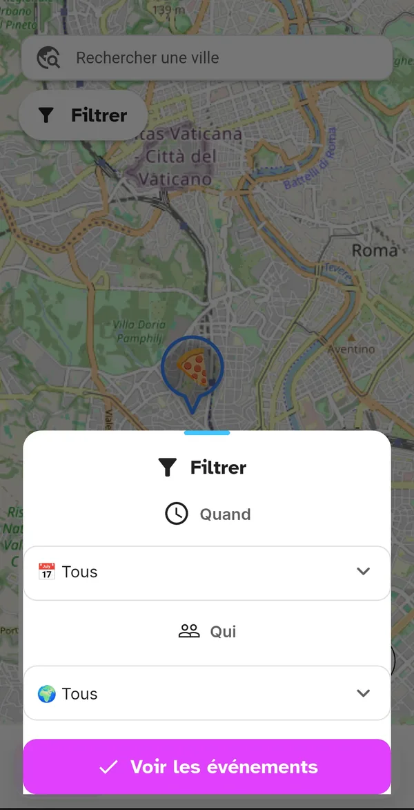 Panneau Filtrer avec les filtres Quand et Qui
