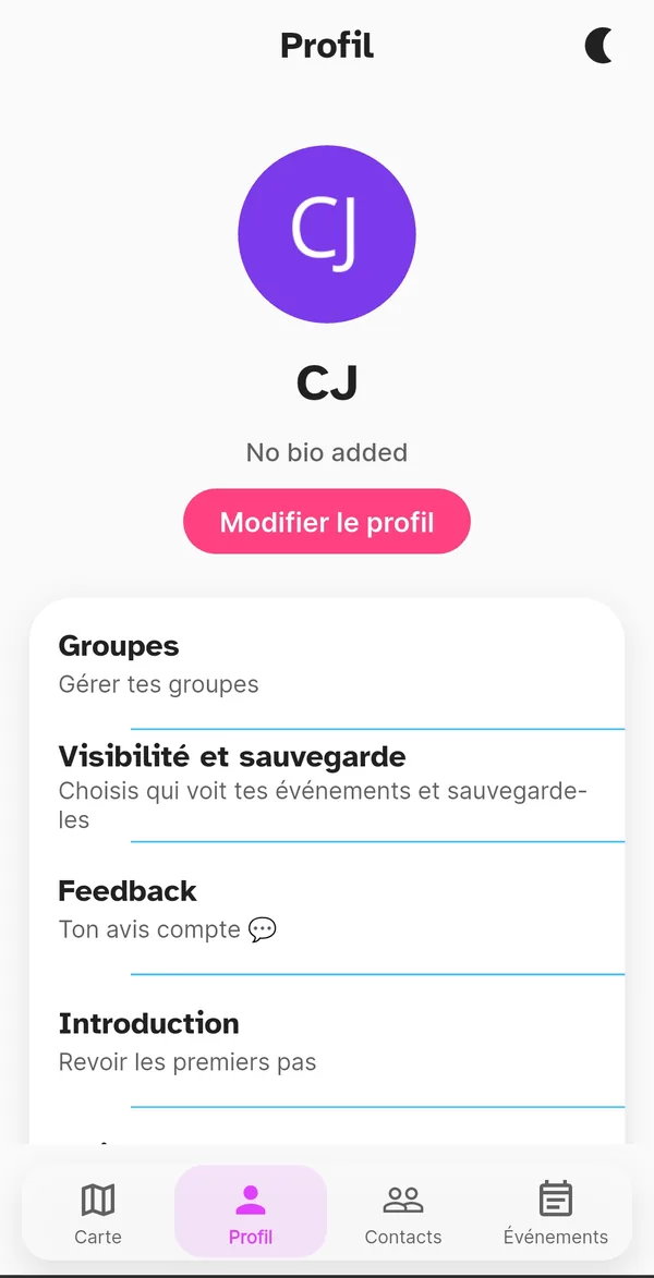 Profil orbiTome avec avatar, groupes et réglages