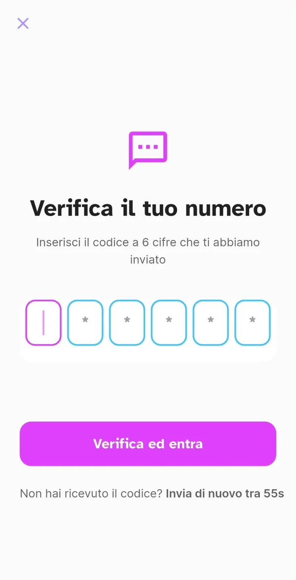 Verifica del numero con il codice a sei cifre
