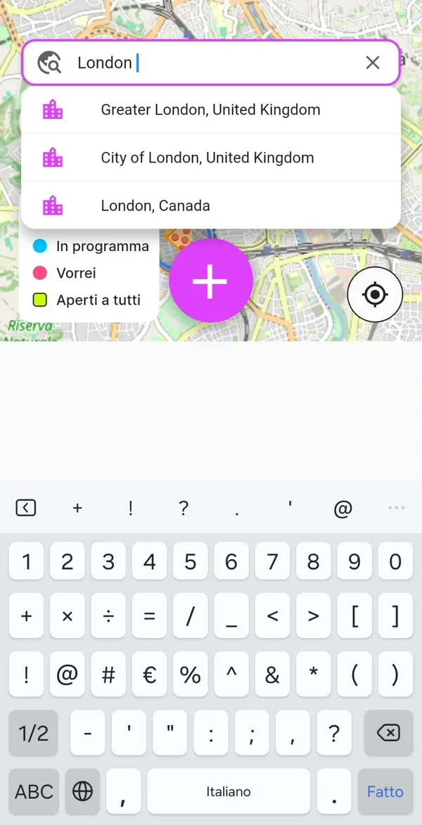 Evento appena creato visibile sulla mappa