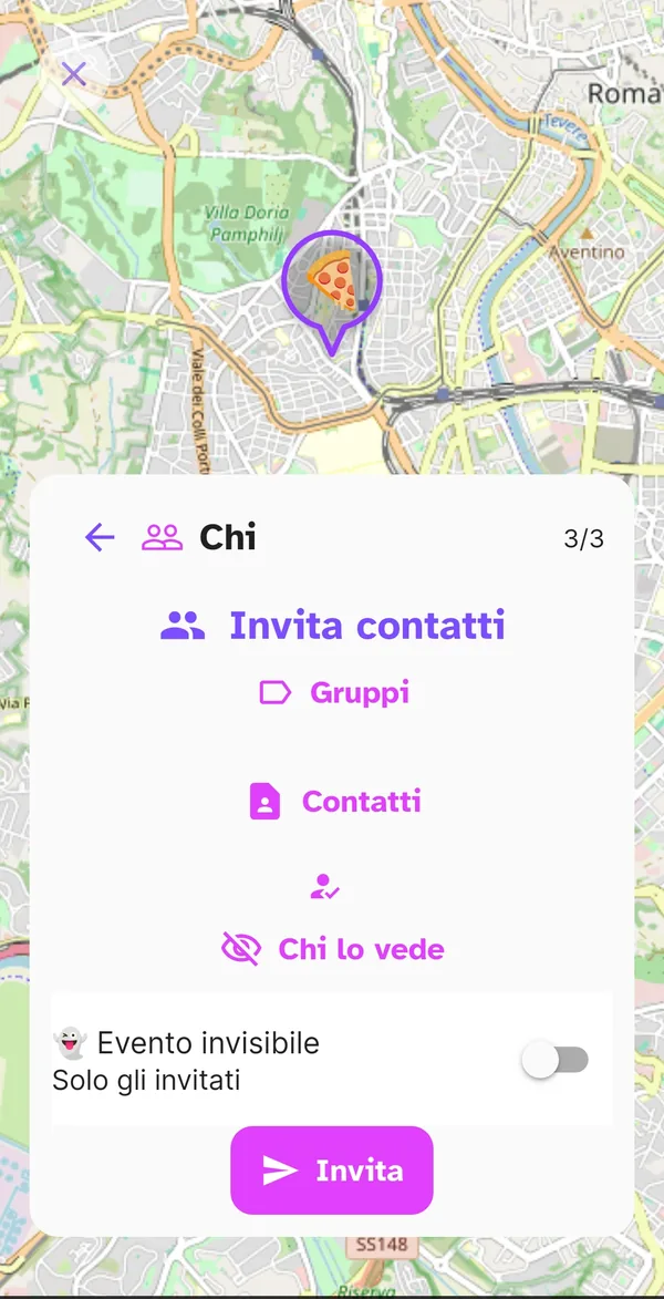 Terzo passo della creazione evento: Chi