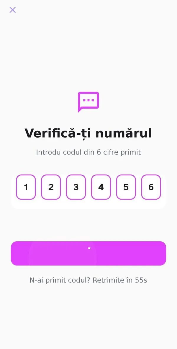 Verificarea numărului cu cod din 6 cifre