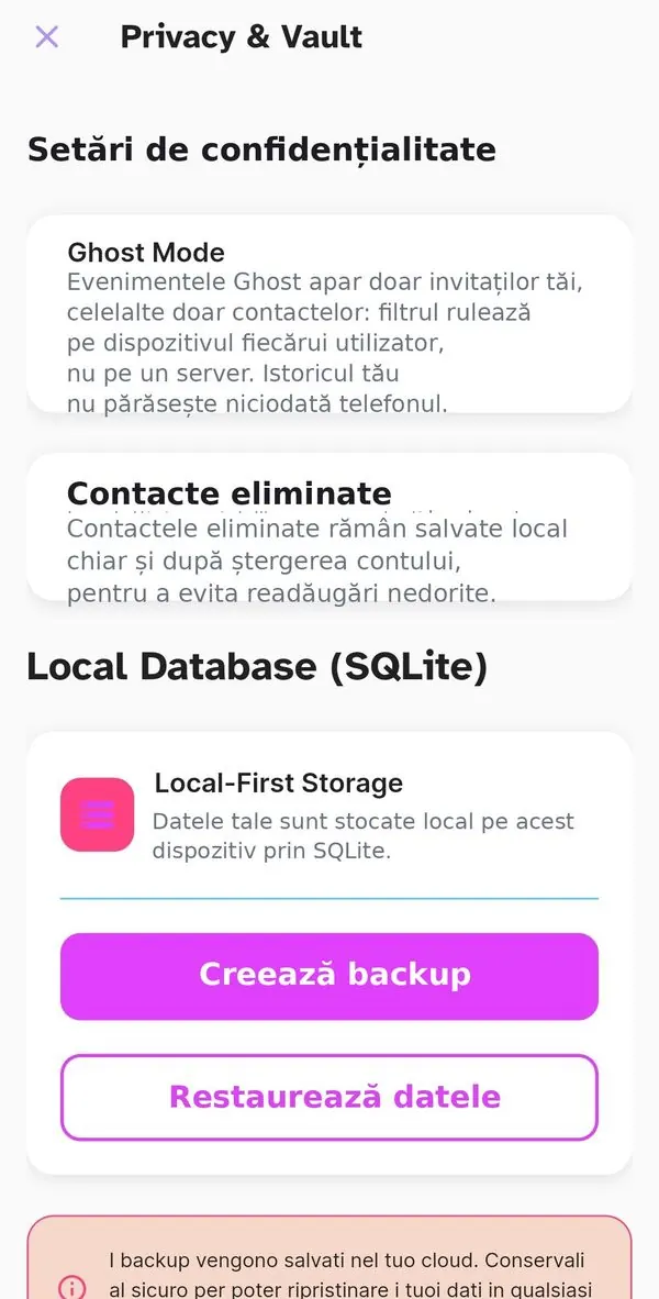 Setările de confidențialitate cu explicația Ghost Mode