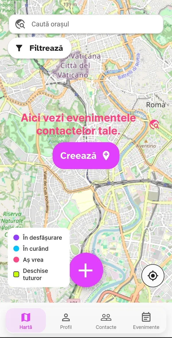 Harta cu legenda culorilor evenimentelor