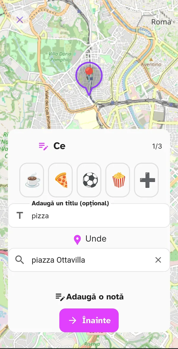 Primul pas al creării evenimentului: Ce, completat